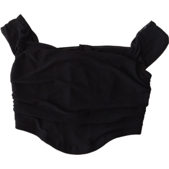 SHEIN Tops - SHEIN Black Ruched Crop Top | Size M | Trendy & Chic